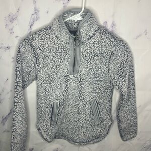 Kids' Gray Sherpa Quarter-Zip Sweater